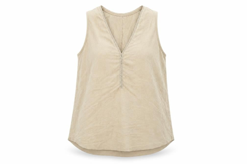 Womens UK Size S Stradivarius Beige Basic T-Shirt