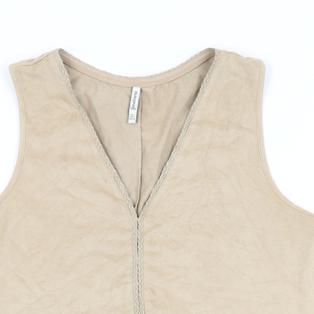 Womens UK Size S Stradivarius Beige Basic T-Shirt