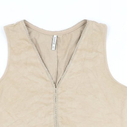 Womens UK Size S Stradivarius Beige Basic T-Shirt