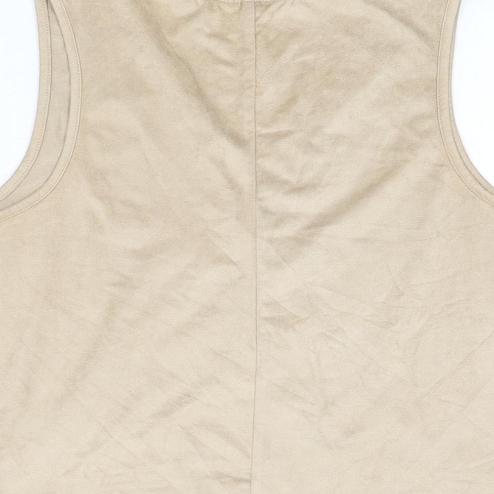 Womens UK Size S Stradivarius Beige Basic T-Shirt