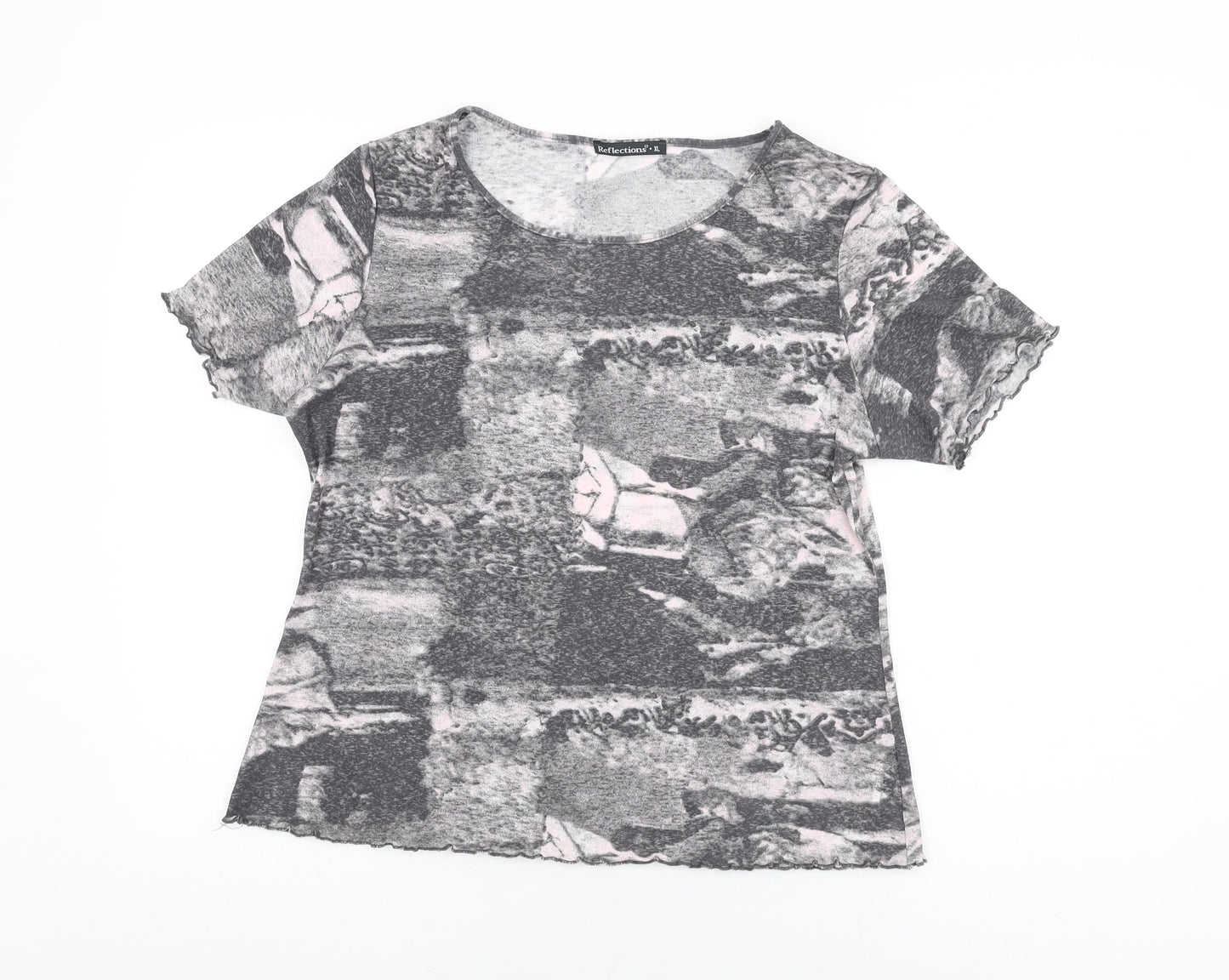 Womens UK Size XL Reflections Grey Basic T-Shirt