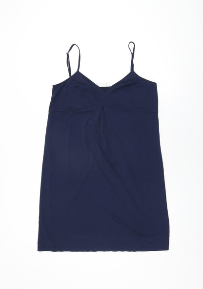Cucumber Womens Blue Polyester Basic T-Shirt Size 10 V-Neck