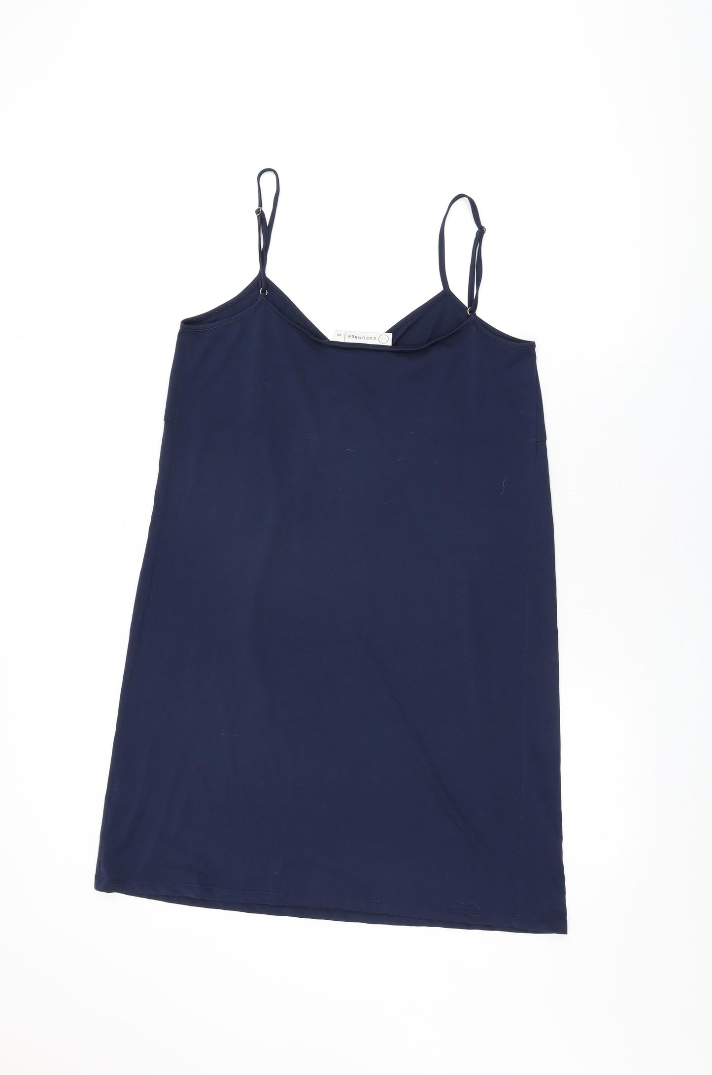 Cucumber Womens Blue Polyester Basic T-Shirt Size 10 V-Neck