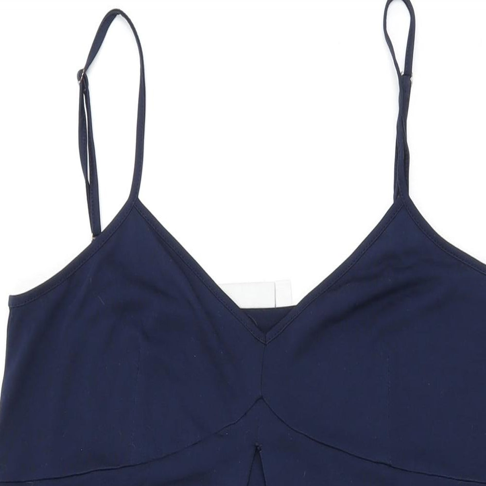 Cucumber Womens Blue Polyester Basic T-Shirt Size 10 V-Neck