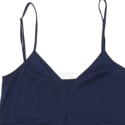 Cucumber Womens Blue Polyester Basic T-Shirt Size 10 V-Neck