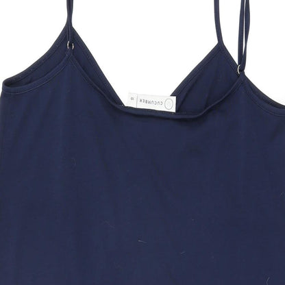 Cucumber Womens Blue Polyester Basic T-Shirt Size 10 V-Neck