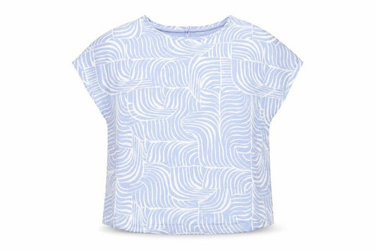 Marks & Spencer Womens Blue Geometric Viscose Basic Blouse Size 16 Round Neck