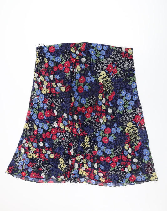 Isle Womens Blue Floral Polyester Swing Skirt Size 24