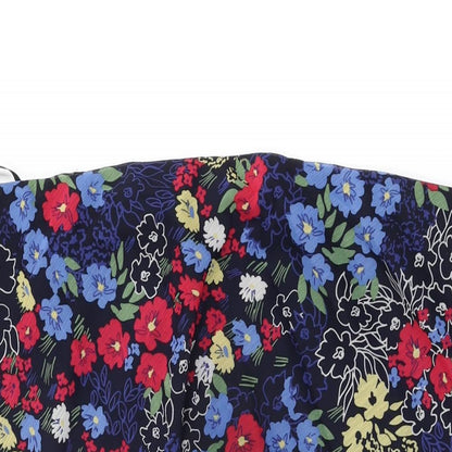 Isle Womens Blue Floral Polyester Swing Skirt Size 24