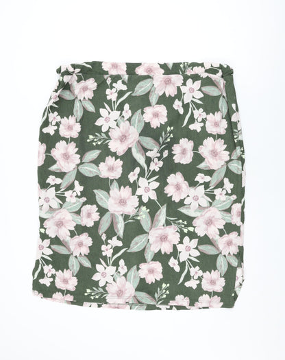 Bonmarché Womens Green Floral Polyester Flare Skirt Size 22