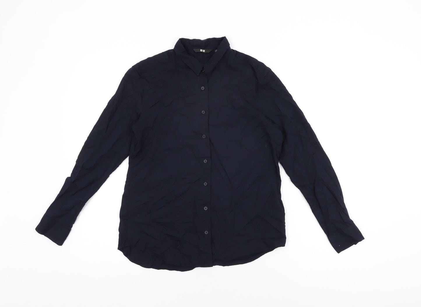 Womens UK Size XS Uniqlo Blue Basic Button-Up