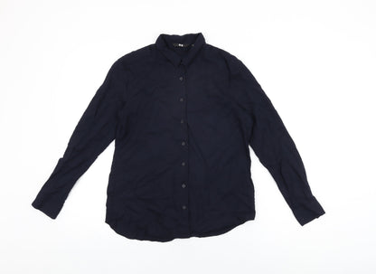 Womens UK Size XS Uniqlo Blue Basic Button-Up
