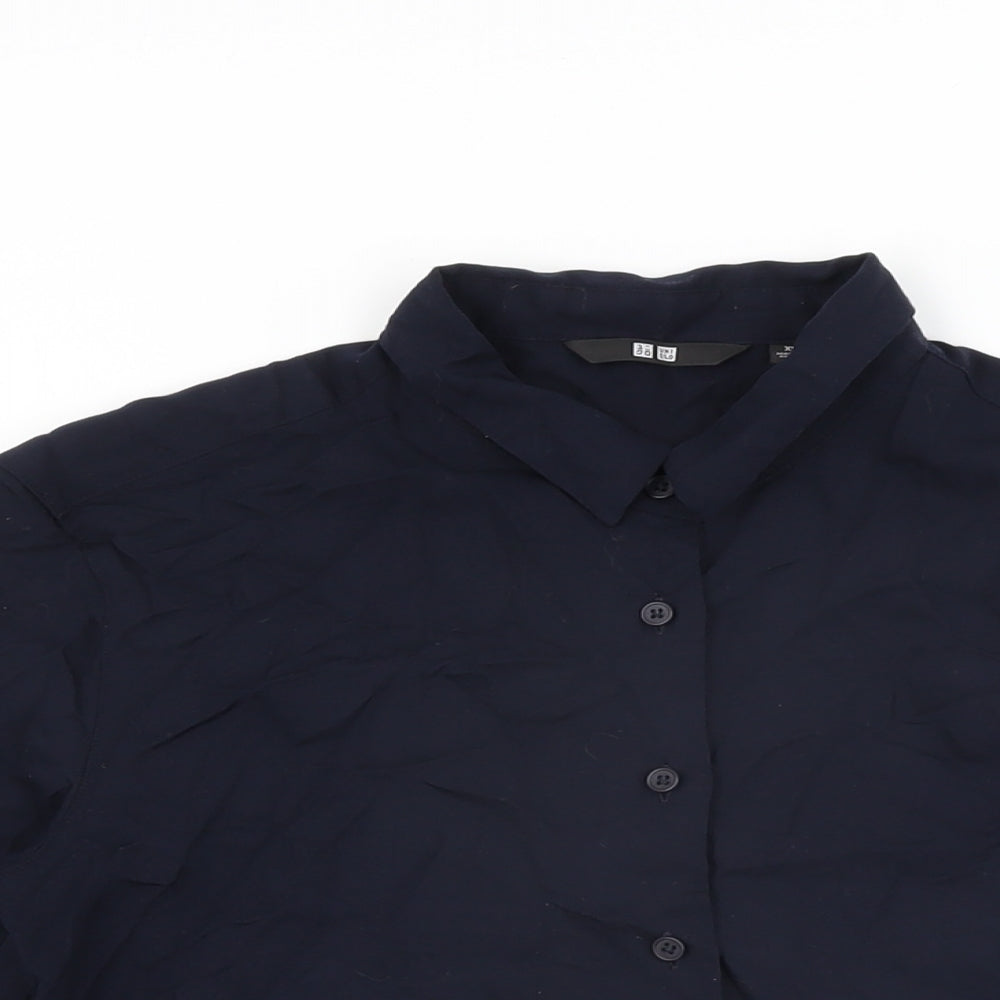 Womens UK Size XS Uniqlo Blue Basic Button-Up