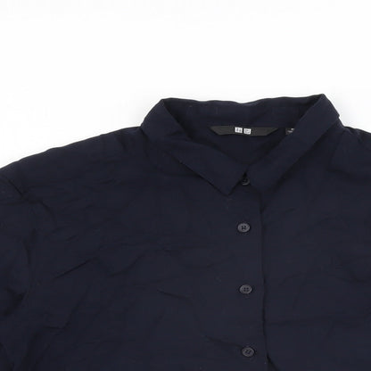 Womens UK Size XS Uniqlo Blue Basic Button-Up
