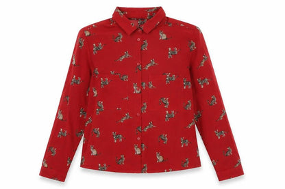 Womens UK Size 10 New Look Red Basic Button-Up