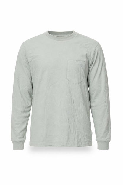 Front view of Kin men’s green cotton t-shirt, size S, round neck