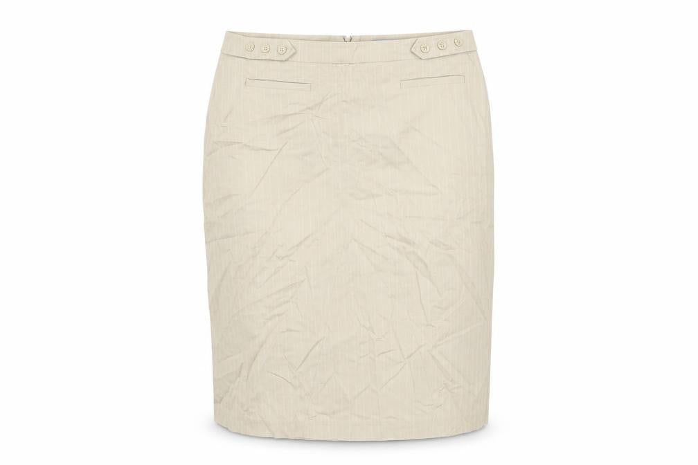 NAF NAF Womens Beige Striped Cotton Straight & Pencil Skirt Size 12 Zip