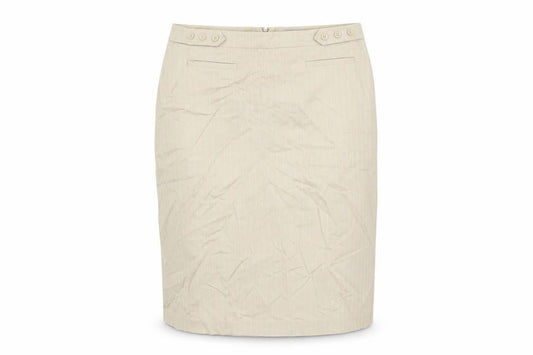 NAF NAF Womens Beige Striped Cotton Straight & Pencil Skirt Size 12 Zip