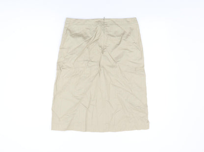 NAF NAF Womens Beige Striped Cotton Straight & Pencil Skirt Size 12 Zip