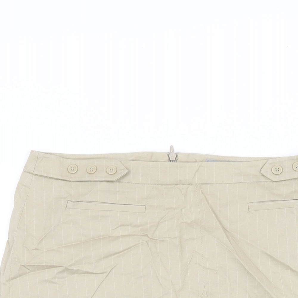 NAF NAF Womens Beige Striped Cotton Straight & Pencil Skirt Size 12 Zip