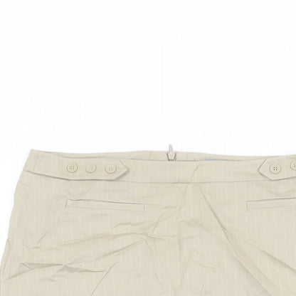 NAF NAF Womens Beige Striped Cotton Straight & Pencil Skirt Size 12 Zip