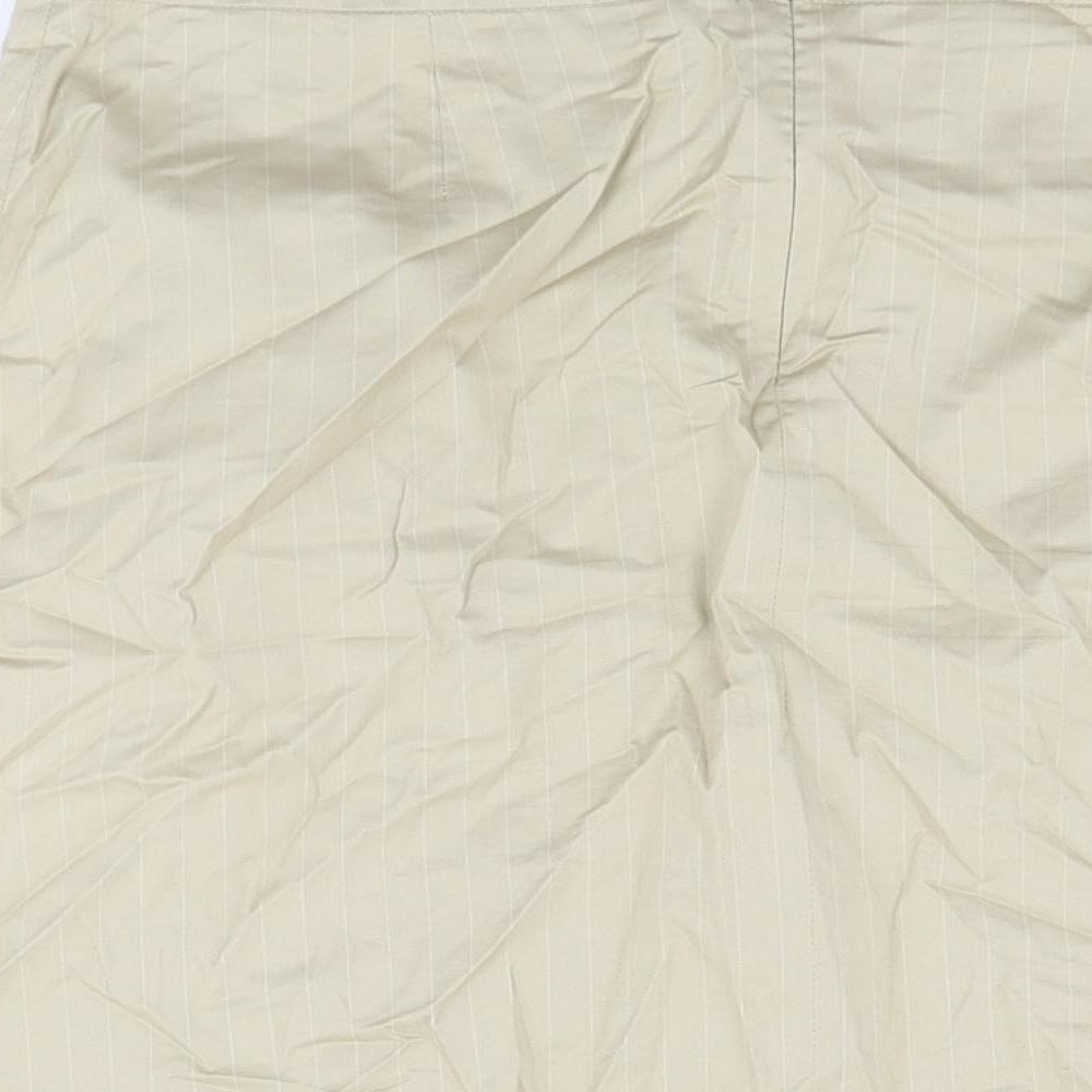 NAF NAF Womens Beige Striped Cotton Straight & Pencil Skirt Size 12 Zip