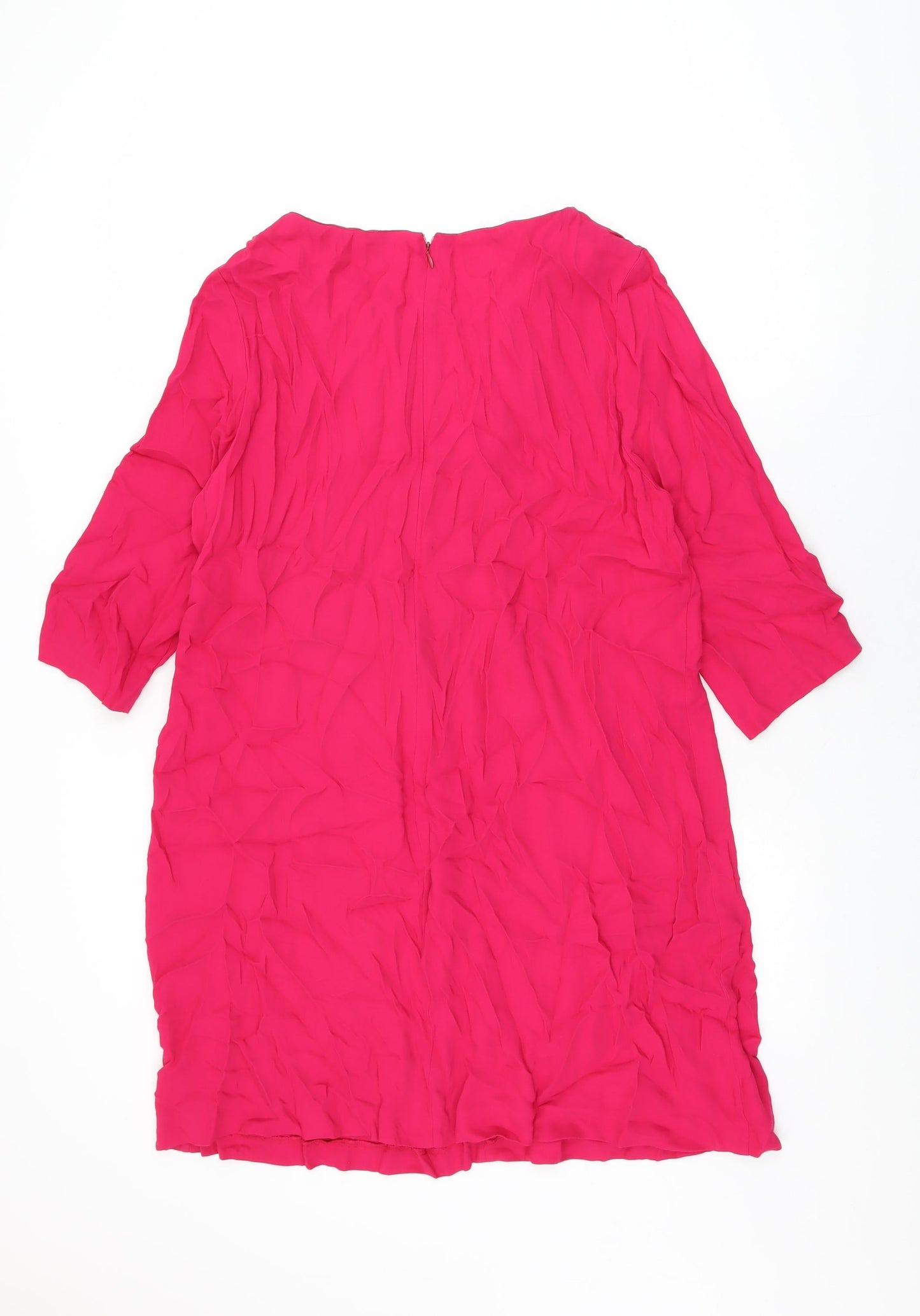 Monsoon Womens Pink Viscose Shift Size 18 Round Neck Zip