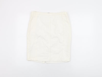 Mango Womens White Polyester Straight & Pencil Skirt Size 12 Zip
