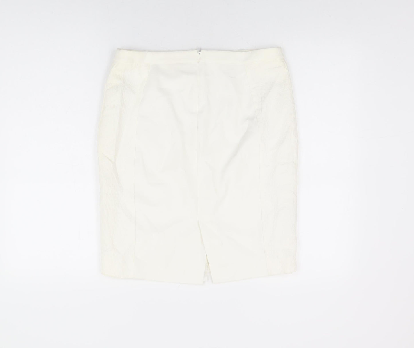 Mango Womens White Polyester Straight & Pencil Skirt Size 12 Zip