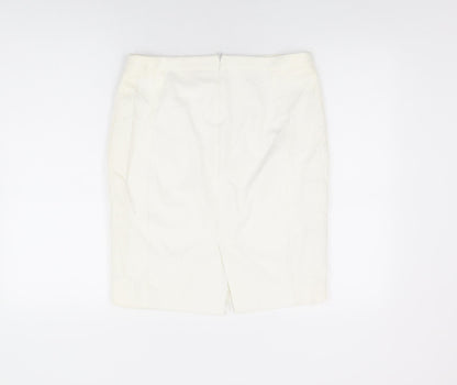 Mango Womens White Polyester Straight & Pencil Skirt Size 12 Zip