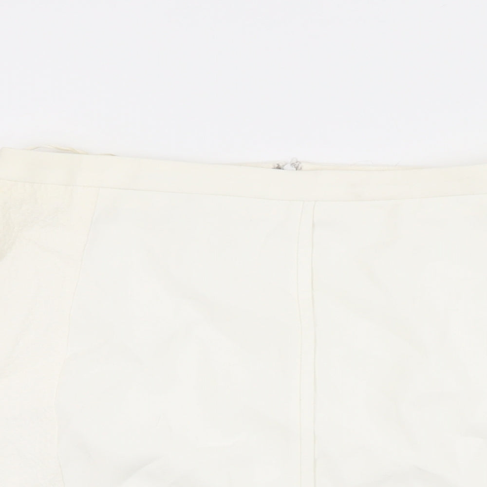 Mango Womens White Polyester Straight & Pencil Skirt Size 12 Zip