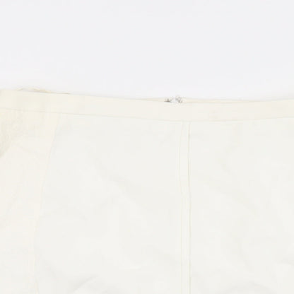 Mango Womens White Polyester Straight & Pencil Skirt Size 12 Zip