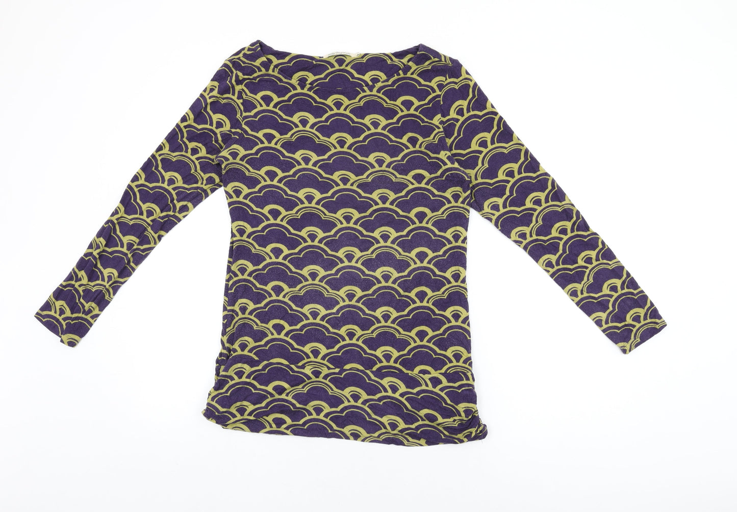 Lily Originals Womens Purple Geometric Viscose Basic T-Shirt Size 14 Round Neck