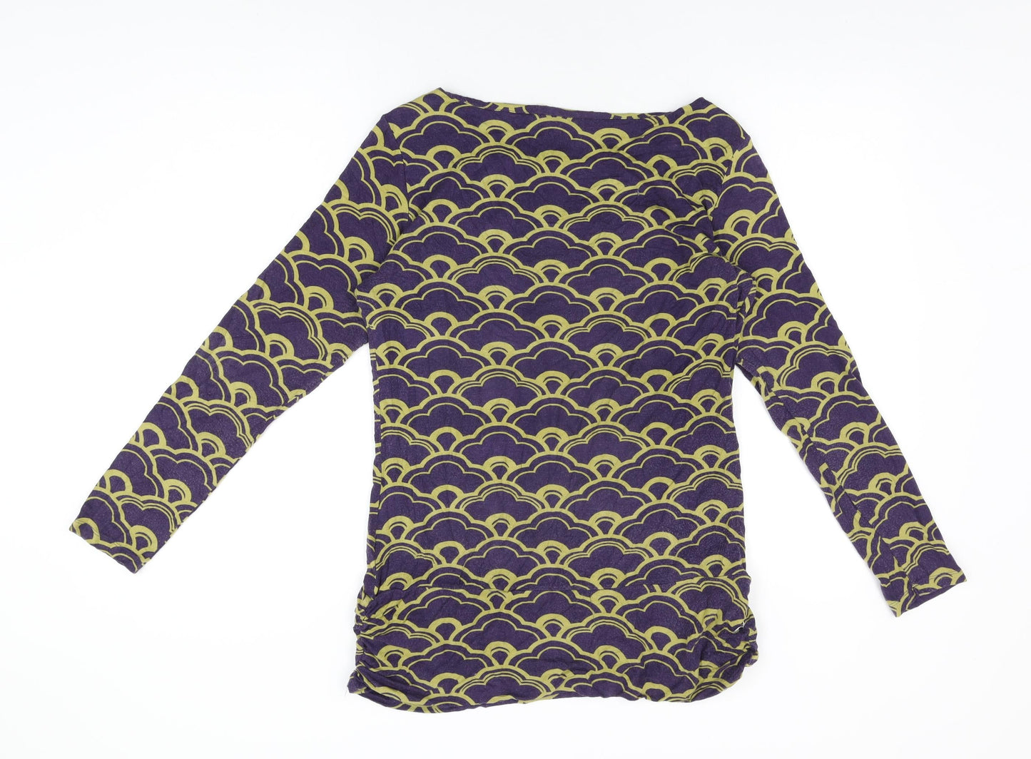 Lily Originals Womens Purple Geometric Viscose Basic T-Shirt Size 14 Round Neck