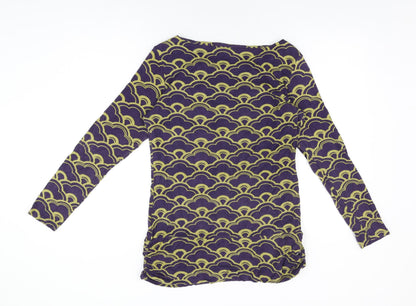Lily Originals Womens Purple Geometric Viscose Basic T-Shirt Size 14 Round Neck
