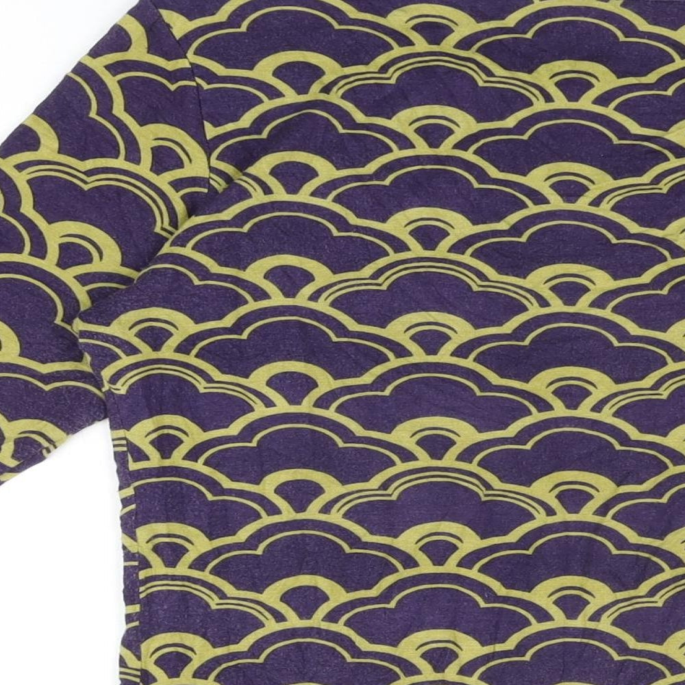 Lily Originals Womens Purple Geometric Viscose Basic T-Shirt Size 14 Round Neck