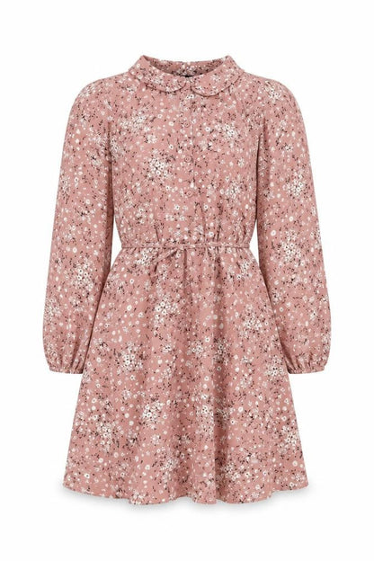 New Look Womens Pink Floral Polyester Skater Dress Size 10 Collared Button