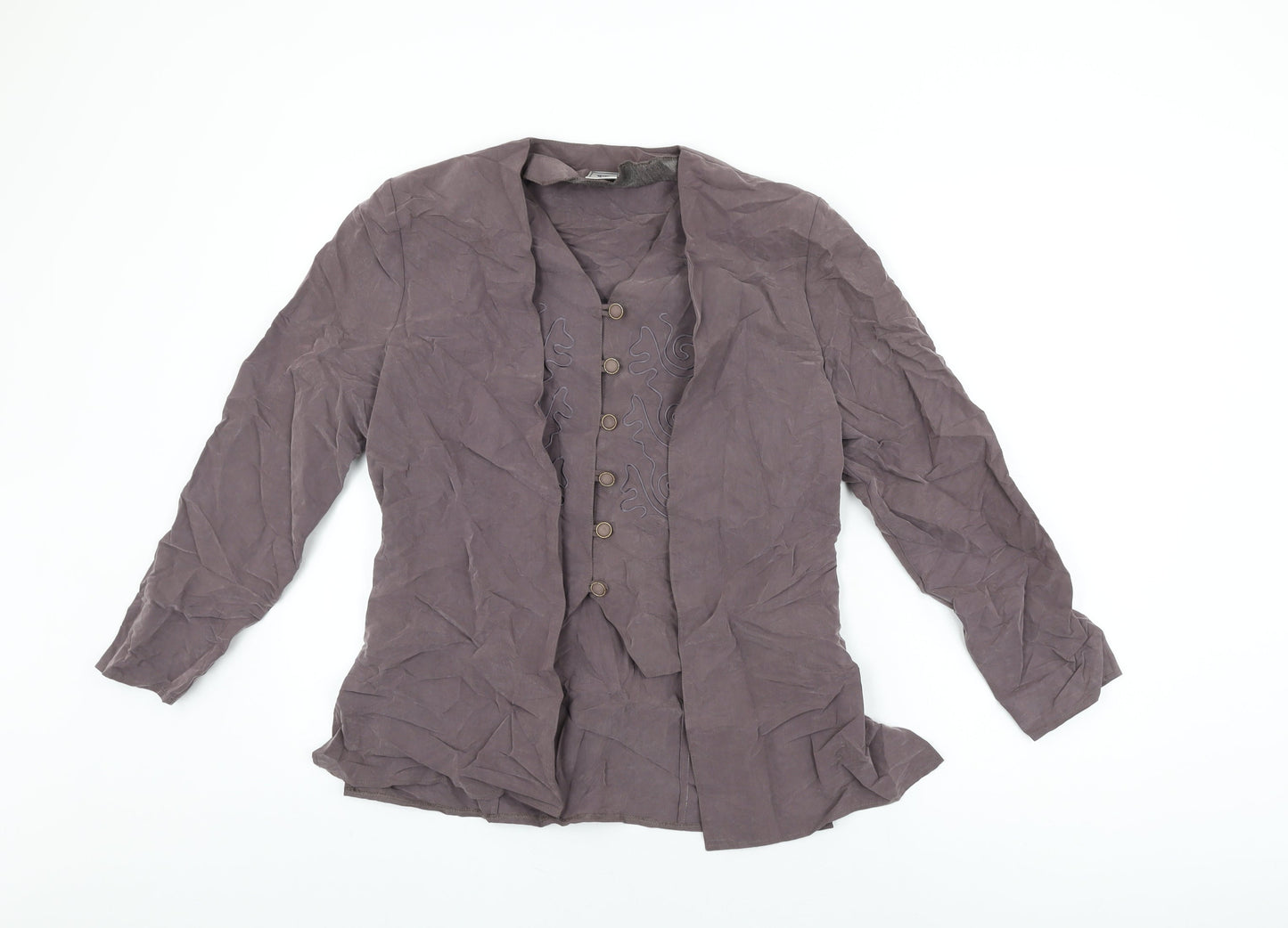 Womens UK Size 12 C&A Grey Basic Button-Up