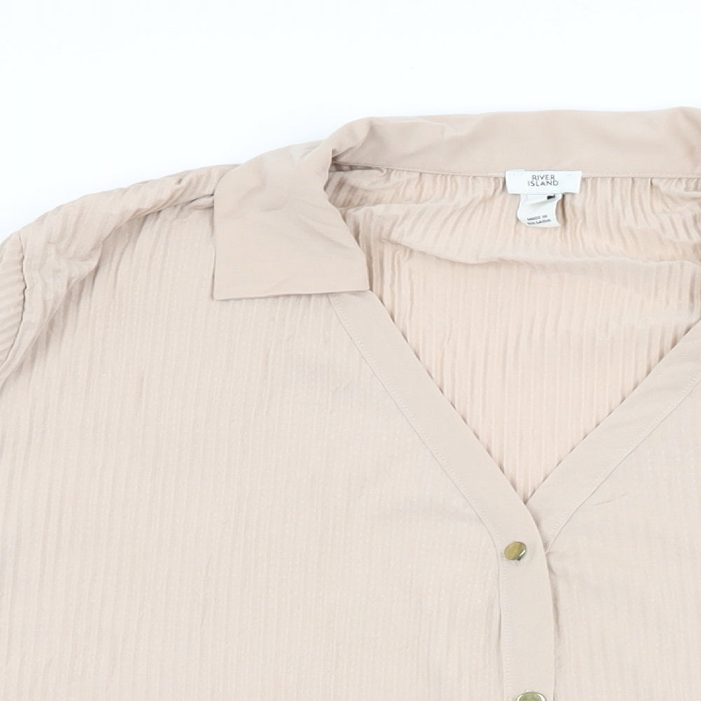 Womens UK Size 12 River Island Pink Basic Button-Up
