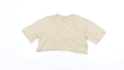 Womens UK Size 6 Topshop Beige Cropped T-Shirt