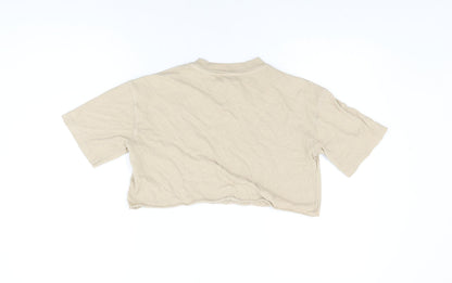 Womens UK Size 6 Topshop Beige Cropped T-Shirt