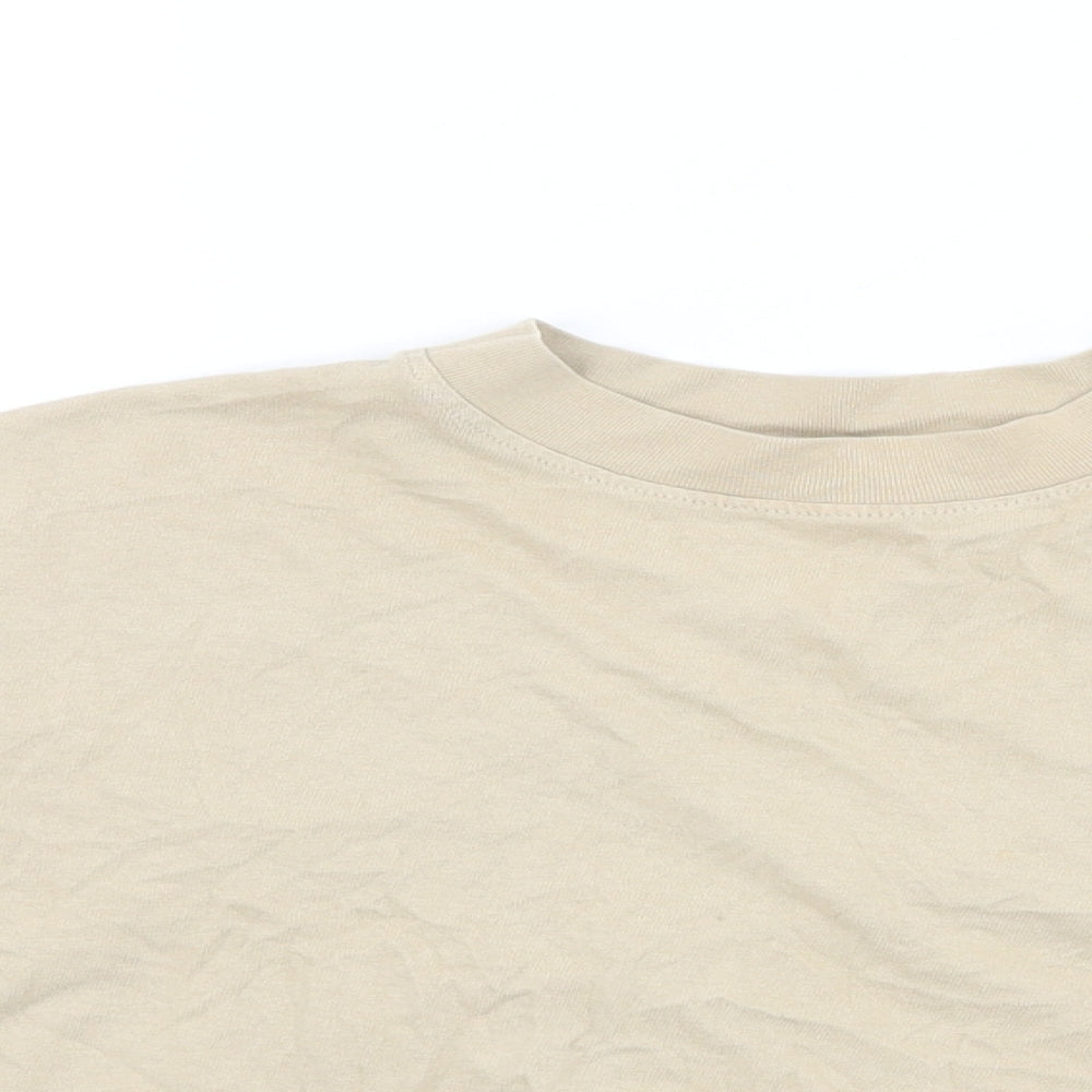 Womens UK Size 6 Topshop Beige Cropped T-Shirt