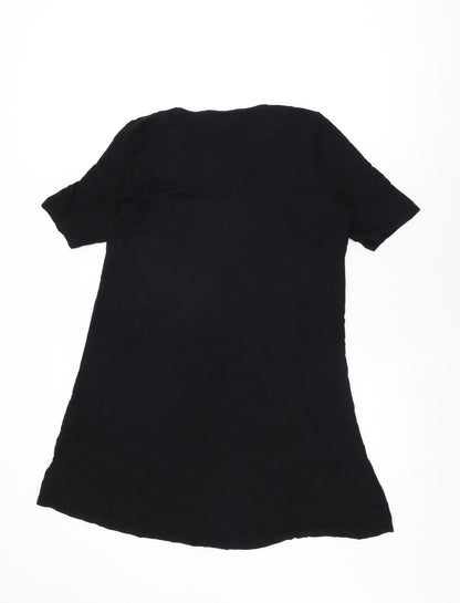 Marks and Spencer Womens Black Viscose Shift Size 14 Round Neck Pullover