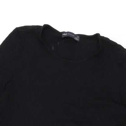 Marks and Spencer Womens Black Viscose Shift Size 14 Round Neck Pullover