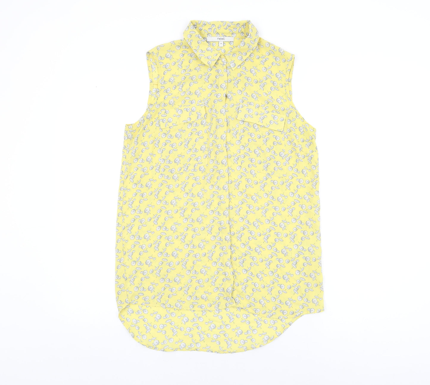Womens UK Size 10 NEXT Yellow Basic Button-Up
