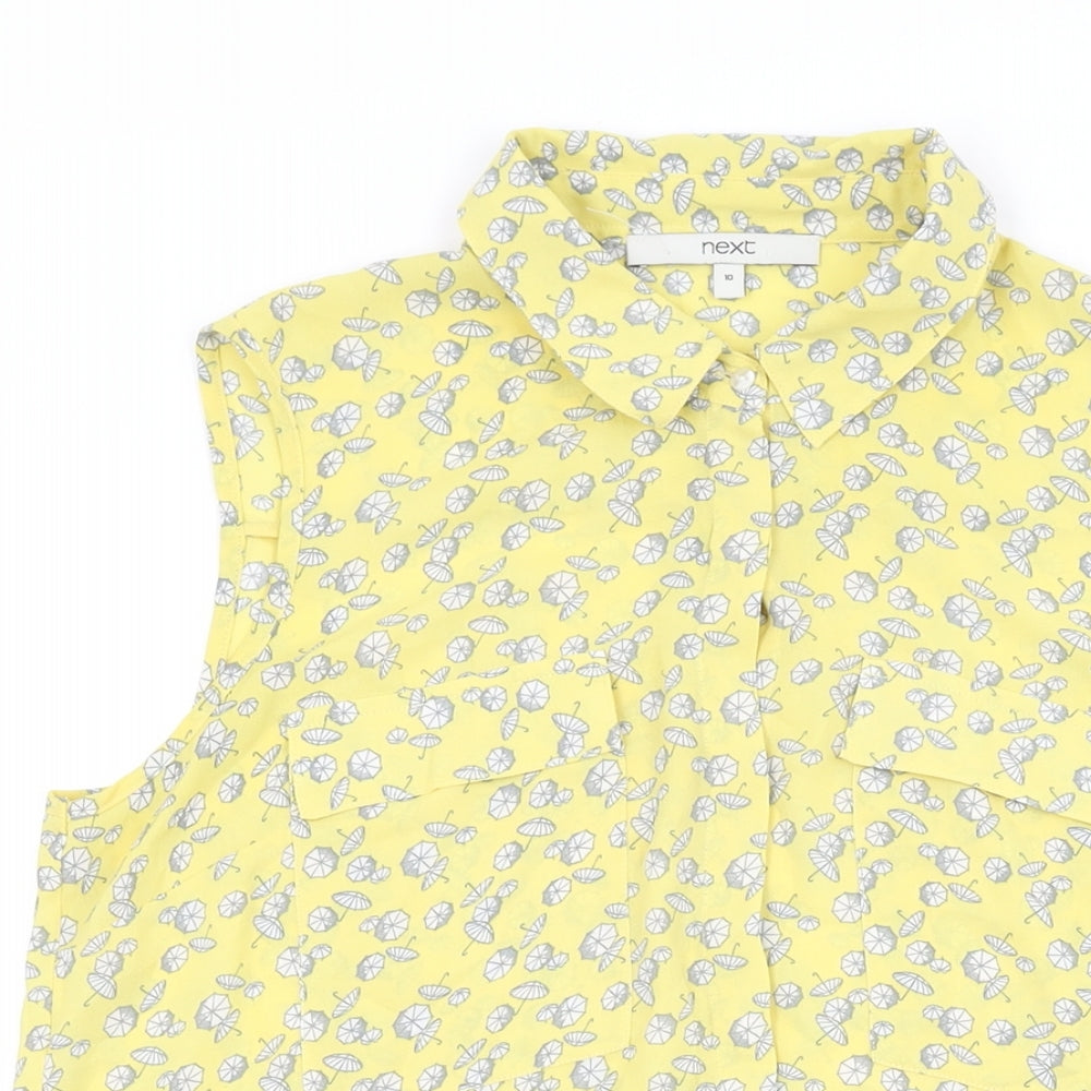 Womens UK Size 10 NEXT Yellow Basic Button-Up
