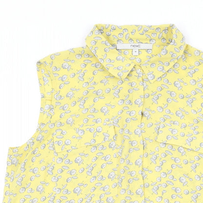 Womens UK Size 10 NEXT Yellow Basic Button-Up