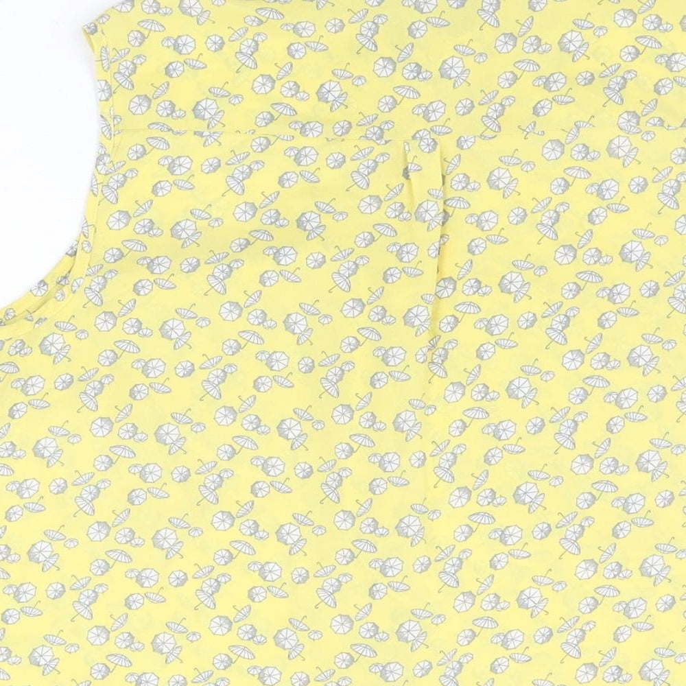 Womens UK Size 10 NEXT Yellow Basic Button-Up