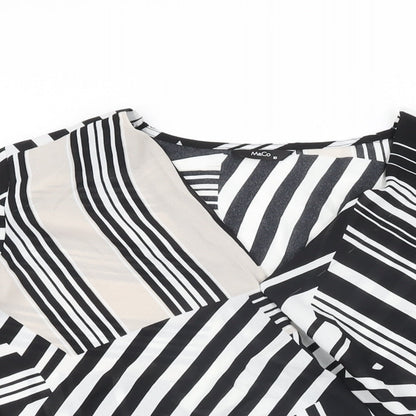 M&Co Womens Multicoloured Geometric Polyester Basic Blouse Size 10 V-Neck