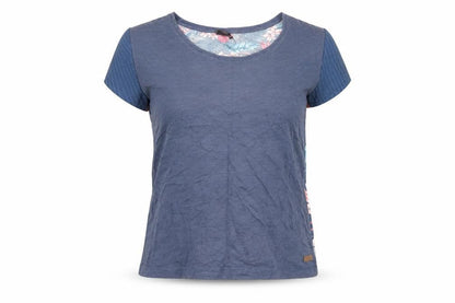 Protest Womens Blue Floral Viscose Basic T-Shirt Size XS Round Neck
